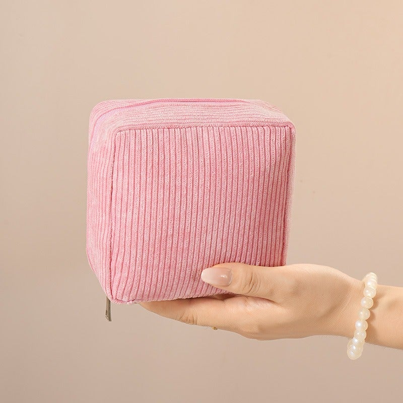 Sanitary Napkin Cosmetics Bag, Girl'S Aunt'S Napkin Portable Bag, Corduroy Multi-Functional Cosmetics Bag, Large-Capacity Sanitary Napkin Bag - Image 5